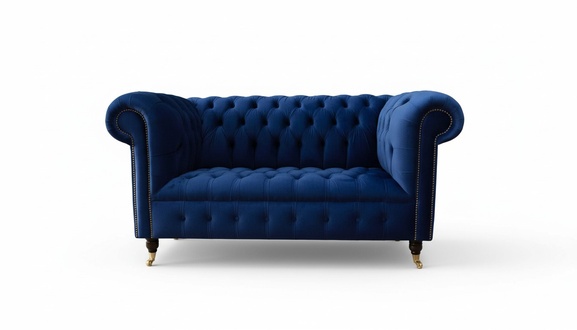Chesterfield BÃ¼ro SitzmÃ¶bel Einrichtung Sofa Couch 2 Sitz Textil Blau