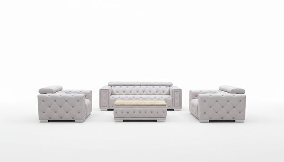Couch Set Garnitur Polster Leder Design Chesterfield Sofagarnitur 3+2 Sitzer Neu