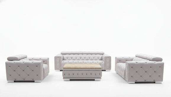 Couch Set Garnitur Polster Design Chesterfield Sofagarnitur 3+1 Sofa Leder Neu