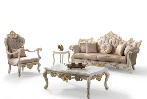 Couch Sofagarnitur Dreisitzer Sessel Sofa Garnitur Grau Polstersofa