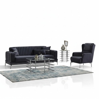 Couchgarnitur Dreisitzer Polstersofa Stoffsofa 2tlg Grau Sofa Sessel