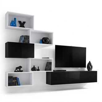 Wohnwand Garnitur Designer MÃ¶bel Lowboard Wandregal Modern Holz Neu