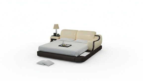 Design Bett XXL Hotel Polster 200x200 Multifunktion Regal USB Leder