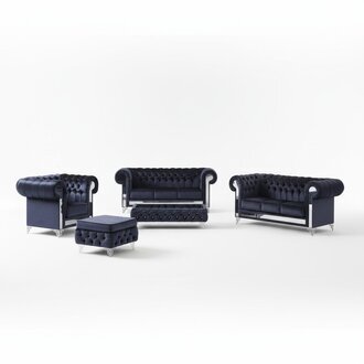 Design Chesterfield 3-2-1-Hocker-Cauchtisch Sofagarnitur Polster