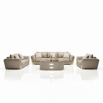 Design Wohnlandschaft Sofagarnitur 3+2 Sitzer Ledersofa Wohnzimmer