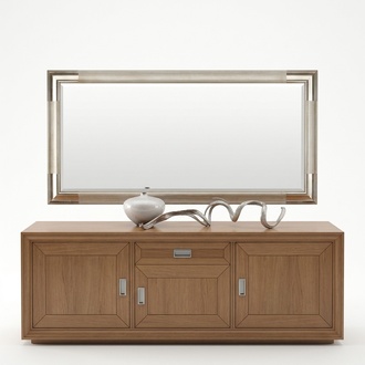 Designer Spiegel Anrichte Barock Spiegel Wohn Zimmer Regal Luxus Spiegel Silber