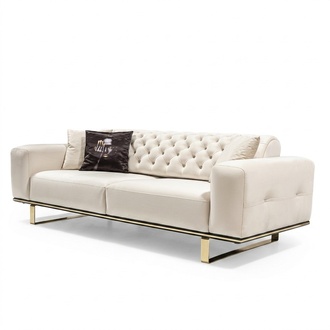 Dreisitzer Chesterfield Sofa 3 Sitz Sofas WeiÃ Stoff Wohnzimmer Luxus