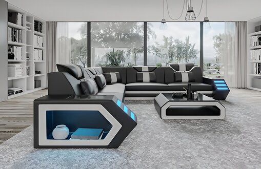 Wohnlandschaft Ledersofa Couch Polster Ecksofa Sofa Big XXL Couchgarnitur
