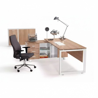 Ecktisch aus Holz braun Exklusive moderne BÃ¼romÃ¶bel im Arbeitszimmer