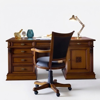 Einrichtung Arbeitszimmer BÃ¼ro MÃ¶bel Tisch Sessel 2tlg Garnitur Barock
