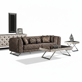 Elegantes braunes Holz-Textil 2-teiliges WohnzimmermÃ¶bel-Set