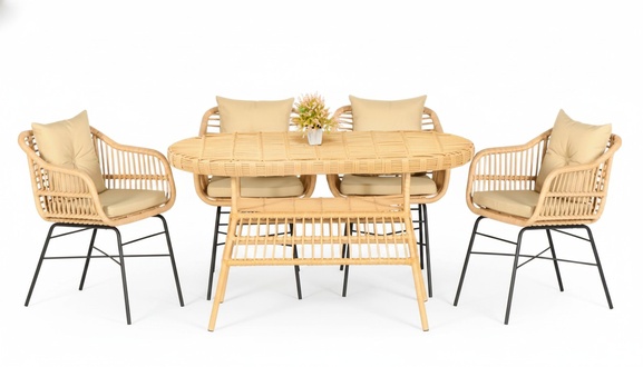Esstisch 4x StÃ¼hle Garten MÃ¶bel Set 5tlg Terrasse Balkon Luxus Design Garnitur