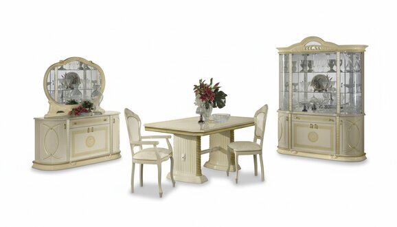 Esszimmer Set Vitrine Esstisch Garnitur Tisch Gruppe 4tlg. Set Komplett