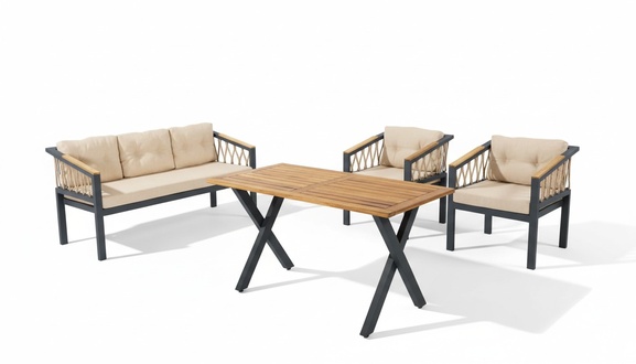 Garten MÃ¶bel Sofagarnitur SitzmÃ¶bel Terrasse Tisch Sofa Couch 4tlg. Set