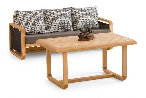 GartenmÃ¶bel Set aus Holz und Textil in Schwarz, modernes Design