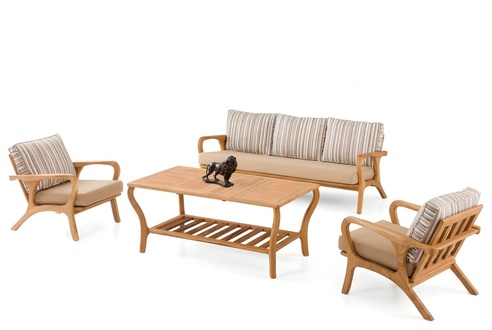 GartenmÃ¶bel Set aus Holz und Textil in Beige modern