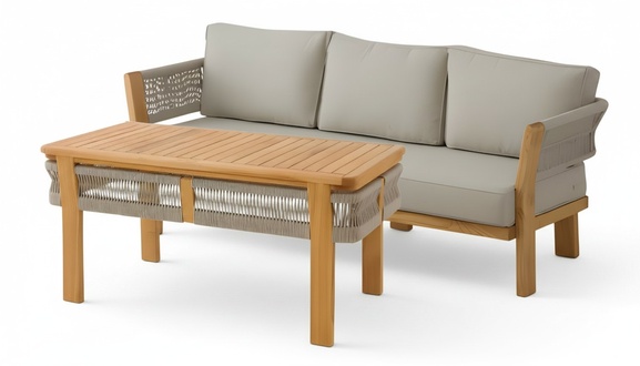 GartenmÃ¶bel Set Grau Holz Textil Modern