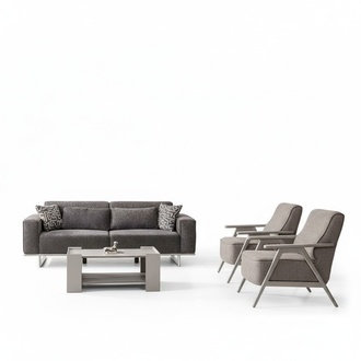 Grau Taupe Sitzgarnitur Polster Sofagarnitur 3tlg Set Textilsofa Stoffsofa