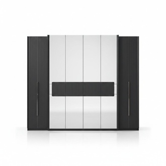 Grauer Kleiderschrank aus Holz modern eleganter Stauraum