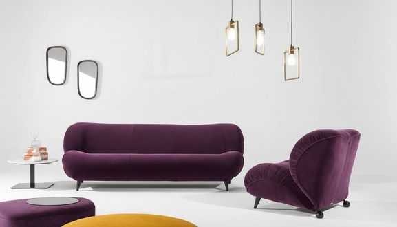 Gruppe Set Sofagarnitur 3+1 Sitzer 2tlg. MÃ¶bel Sofas Sessel Luxus Sitz Lila Neu