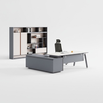 Hellgrauer Ecktisch Designer Arbeitszimmer MÃ¶bel Chef Holz Schreibtisch