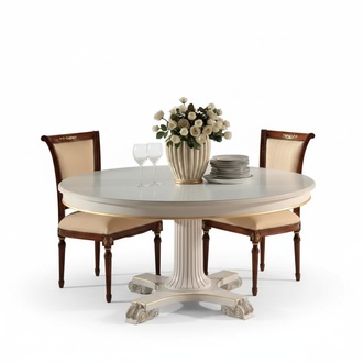 Holz Esszimmer Design MÃ¶bel Rund Tisch WeiÃ Esstisch Klassisch Ess Zimmer Neu