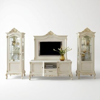 Wohnwand Wohnzimmer Vitrine Sideboard RTV Regal WÃ¤nde Schrank 4tlg. Massivholz