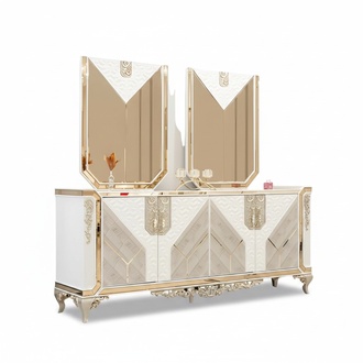Kommoden mit 2x Spiegel Luxus WeiÃ/Gold Schlafzimmer Moderne MÃ¶bel
