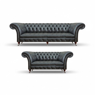Komplett Leder 2x Sofas Chesterfield PolstermÃ¶bel Leder Set Neu Einrichtung