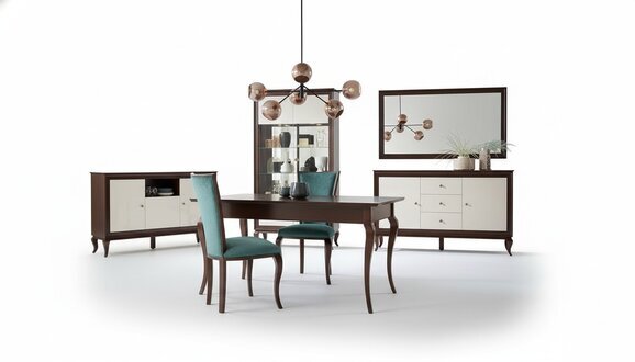 Komplett Set Esstisch +6 StÃ¼hle Esszimmer Set Deko Ess Gruppe Holz Tisch