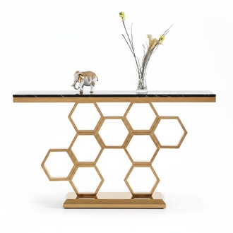 Konsolentisch Edelstahl Gold Wohnzimmer MÃ¶bel Konsolen 140cm Neu