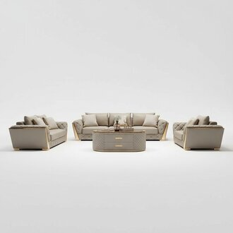 Ledersofa Couch Polster Garnitur 321 Sitzer komplett set sitzpolster Garnituren