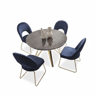 Luxus Esszimmer set Esstisch 4x StÃ¼hle Textil Essgruppe Modern Garnitur Neu