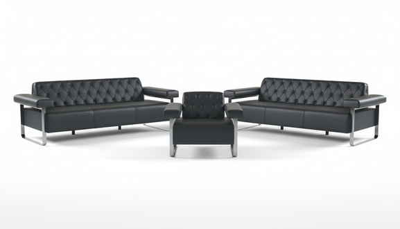 Luxus Komplett Sofas 3tlg Schwarz 3-Sitzer Chesterfield SitzmÃ¶bel Modern
