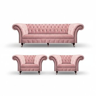 Luxus Rosa Design Modern Chesterfield Sofagarnitur 3tlg PolstermÃ¶bel