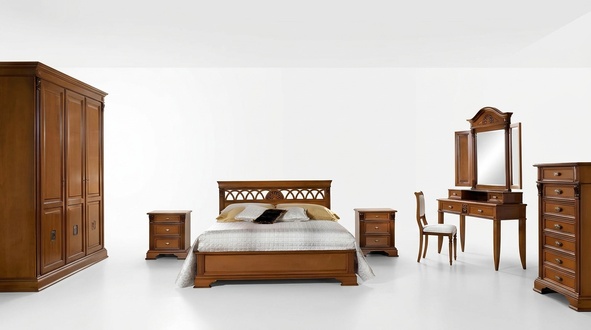 Luxus Schlafzimmer Set 8tlg. Bett + 2x Nachttisch +Schminktisch Designer MÃ¶bel Massivholz