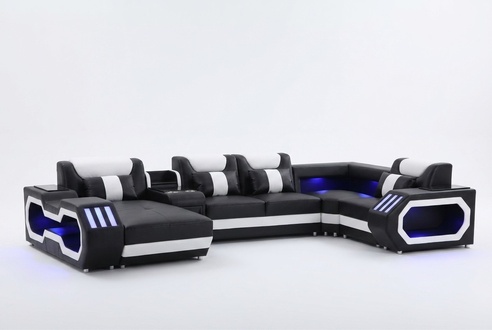 Mega groÃe Wohnlandschaft - Beleuchtungs System Sofa Polster Neu Couch jvmoebelÂ®