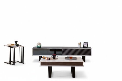 Modern Wohnzimmer Set 6 tlg TV-StÃ¤nder Design Wandschrank Holz Einrichtung