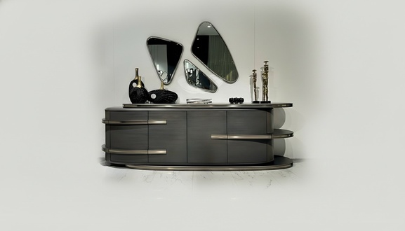 Moderne graue Holz-Konsole fÃ¼r Wohnzimmer, Flur oder BÃ¼ro