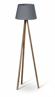 Moderne graue Holz-Stehlampe mit elegantem Design