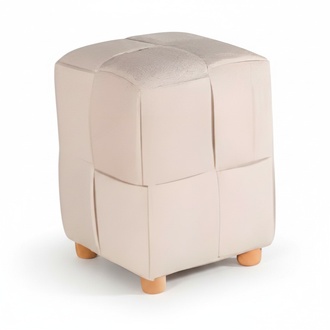 Moderner Hocker aus Holz und Textil in Beige