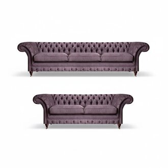 Modernes Chesterfield Polster Set Edler Dreisitzer Textil 2-Sitzer 2tlg