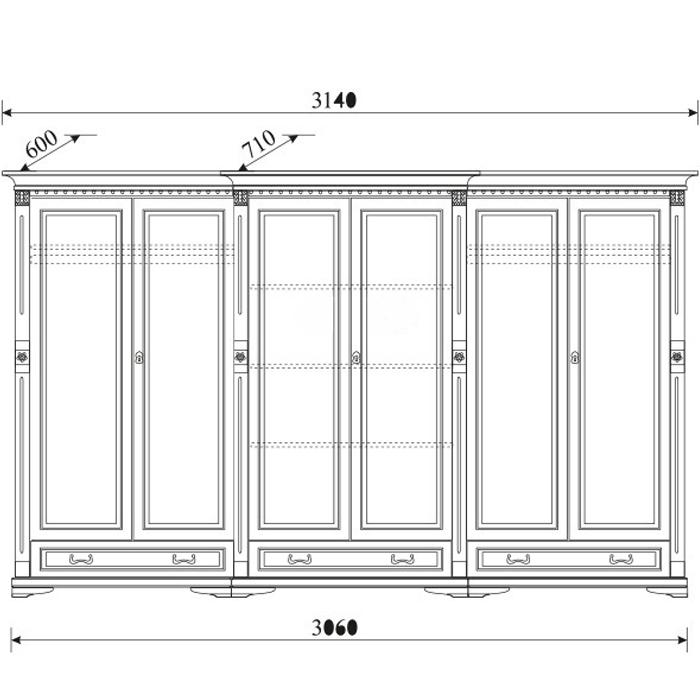 Klassische Design Kleiderschrank SchrÃ¤nke Schrank Schrankwand Massiv Kolonial