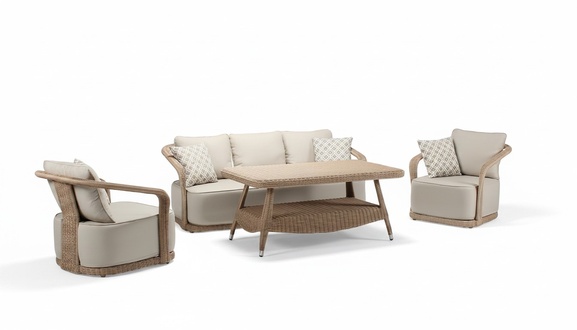 RattanmÃ¶bel Outdoor BalkonmÃ¶bel GartenmÃ¶bel Sitzgarnitur TerrassenmÃ¶bel 4tlg.