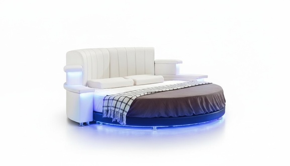 Rundes Bett MÃ¶bel Modern Luxus Betten Bettgestell 200x200 Rund