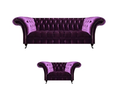 Schicke Chesterfield Lila Polstercouch Wohnzimmer Sessel Luxus MÃ¶bel
