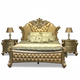 Schlafzimmer 3 tlg. Set Bett 2x Nachttisch Konsole Betten Doppel Luxus