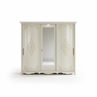 SchlafzimmermÃ¶bel Kleiderschrank mit Spiegel Coupe Massivholz Design Italien Neu