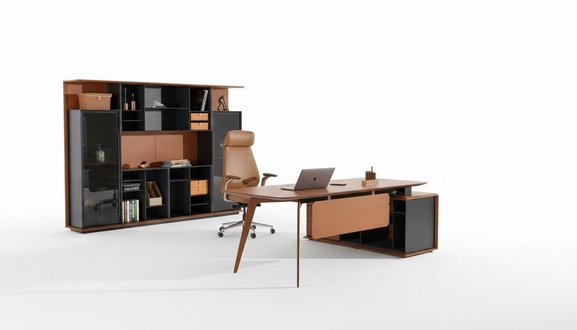 Schreibtisch Set 3tlg. BÃ¼ro Garnitur tisch Chef Schrank Sessel Einrichtung