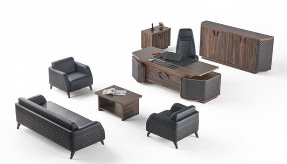 Schreibtisch Sofas Arbeitszimmer Komplett Set BÃ¼roeinrichtung Garnitur